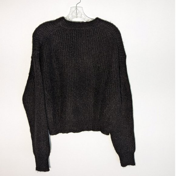 Reformation Chunky Knit Alpaca Crew Neck Sweater, Black, Long Sleeves, Small - Picture 2 of 6